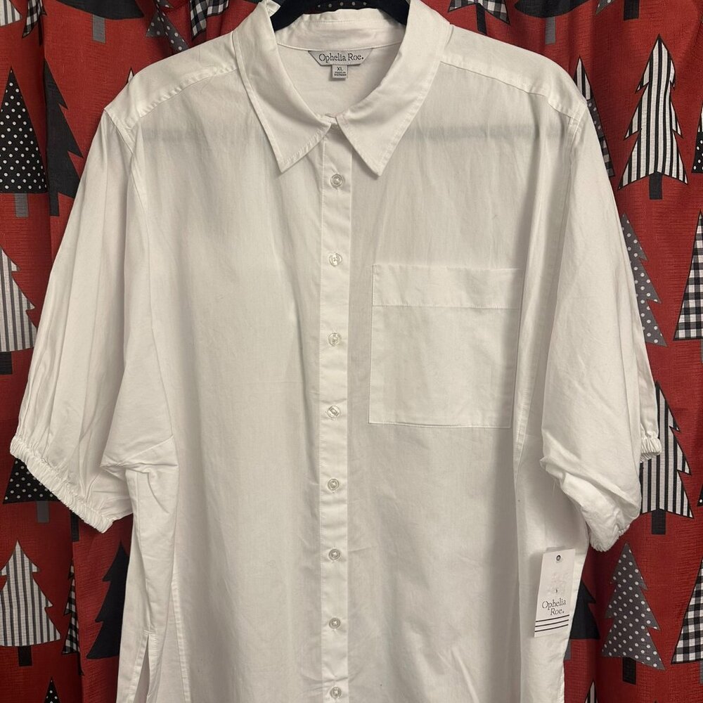 Ophelia Roe White Short Sleeve Shirt Size XL